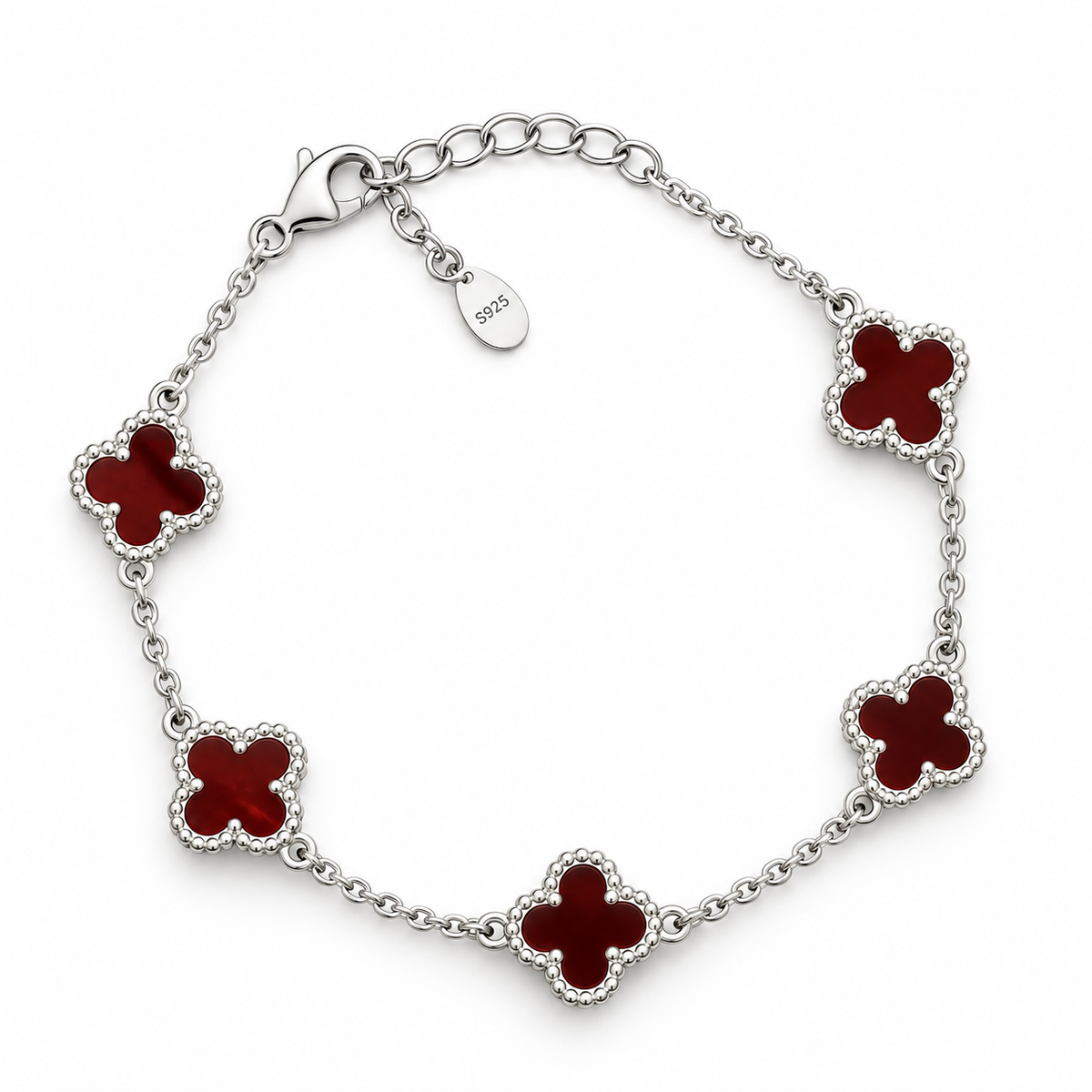Pulso Trébol Rojo – Plata 925