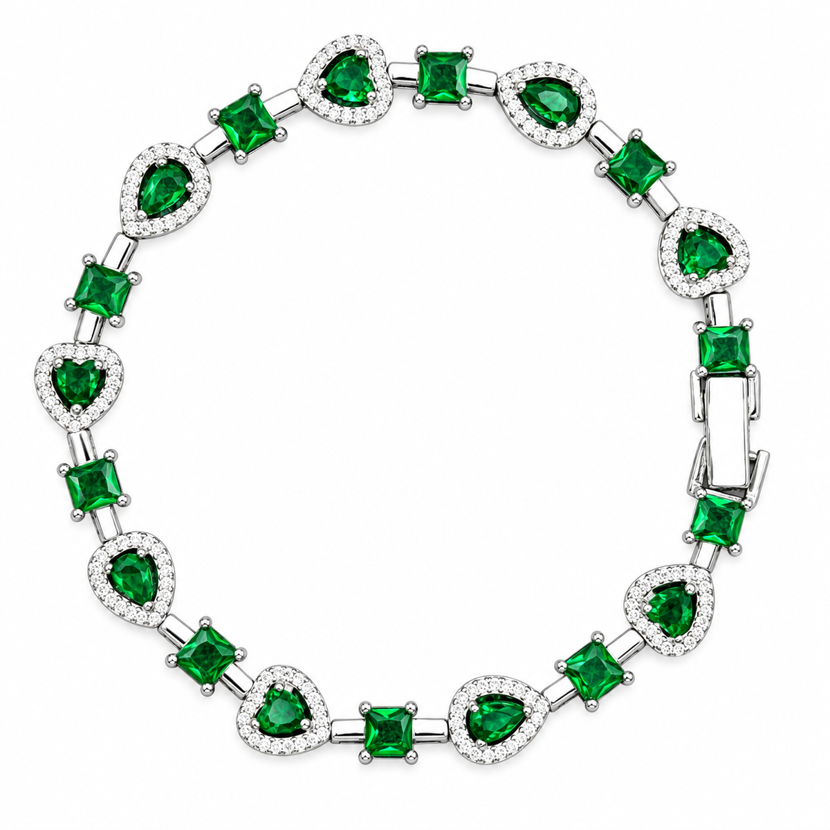 Pulso Esmeralda Iced – Plata 925 | 19 cm