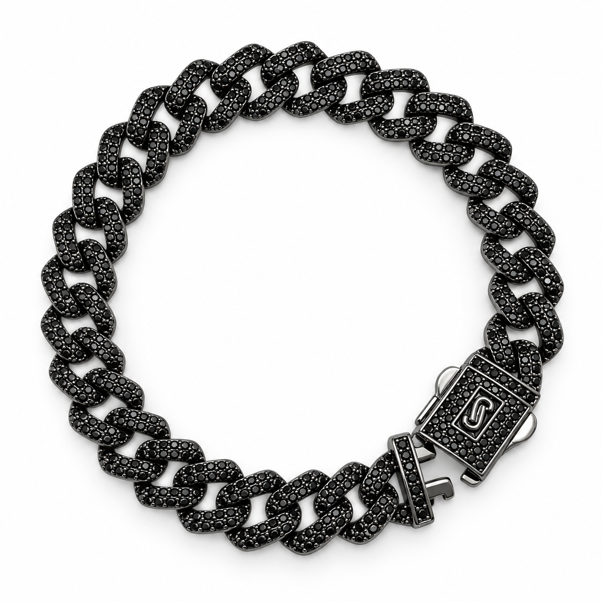 Pulso Cubano Negro Full Iced – 19.5 cm | 28.3 g