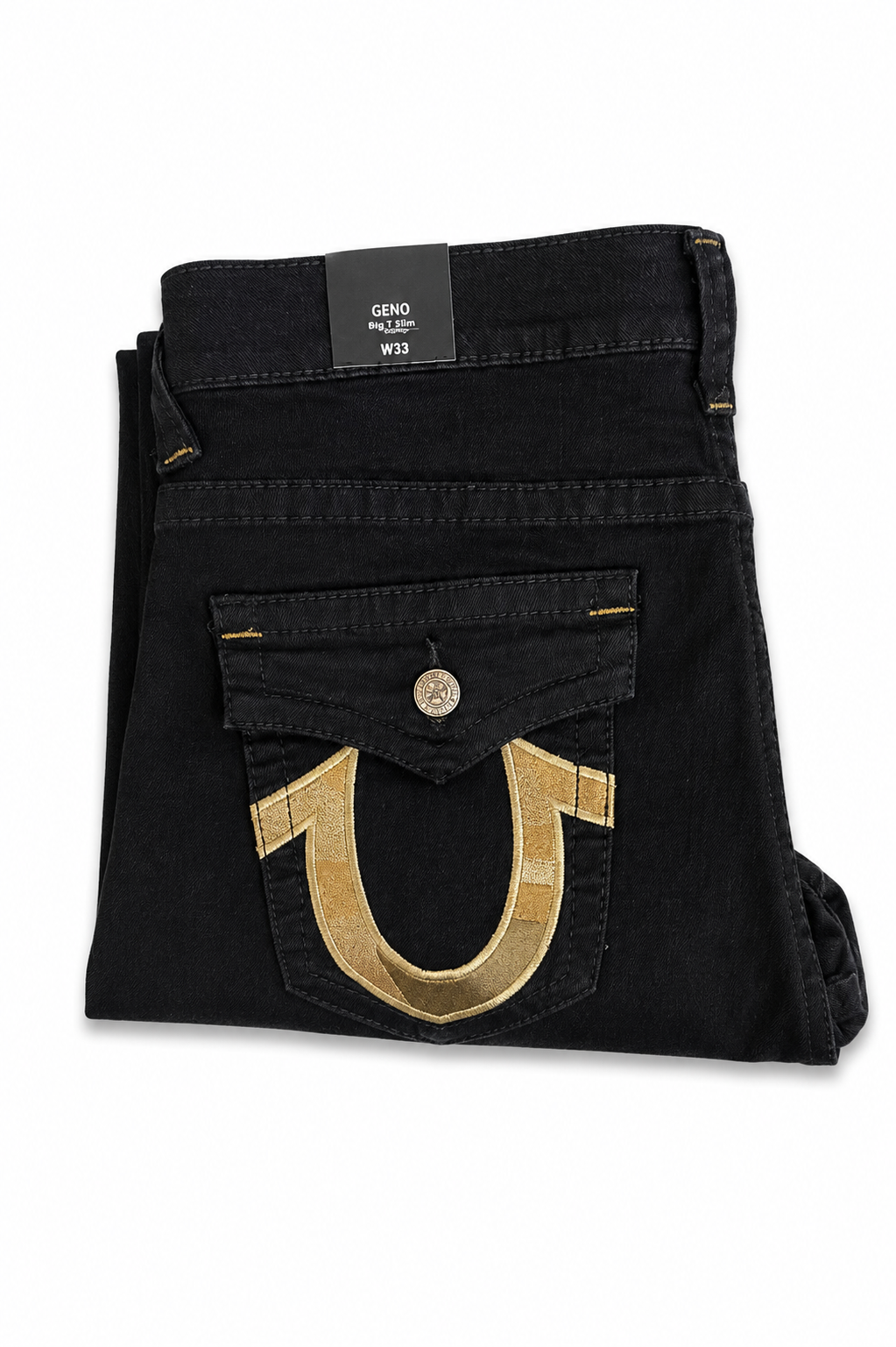 True Religion Geno Black Gold Horseshoe Denim