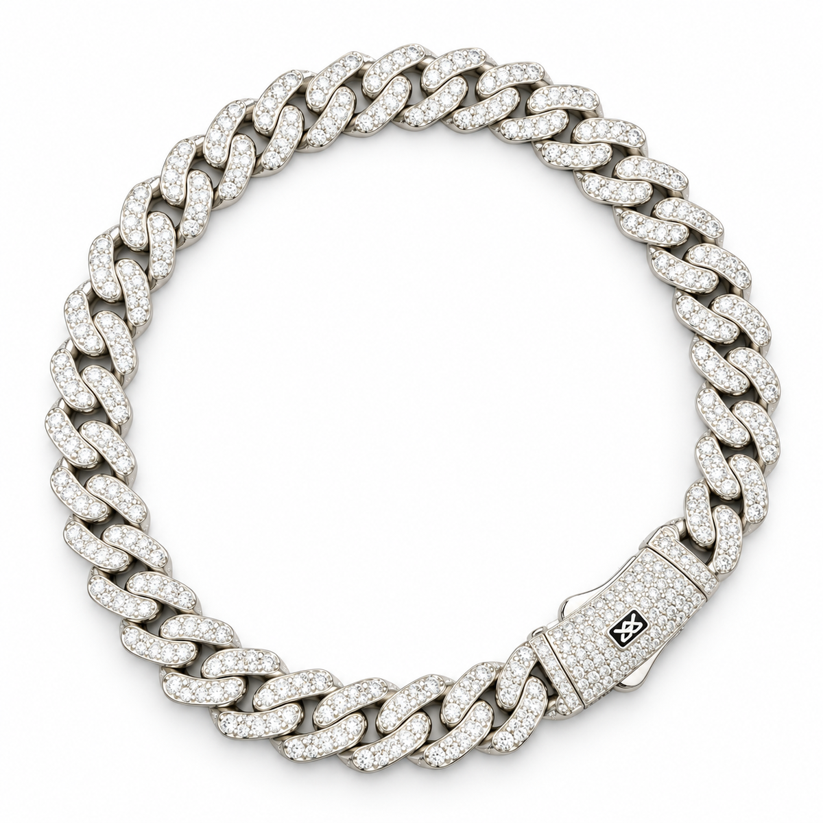Pulso Cubano Plateado Full Iced – 22 cm | 16.36 g