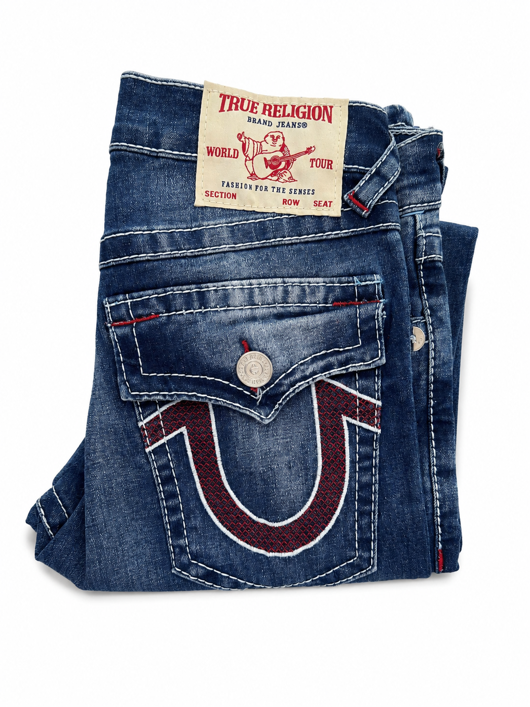 True Religion Blue Red Horseshoe Denim
