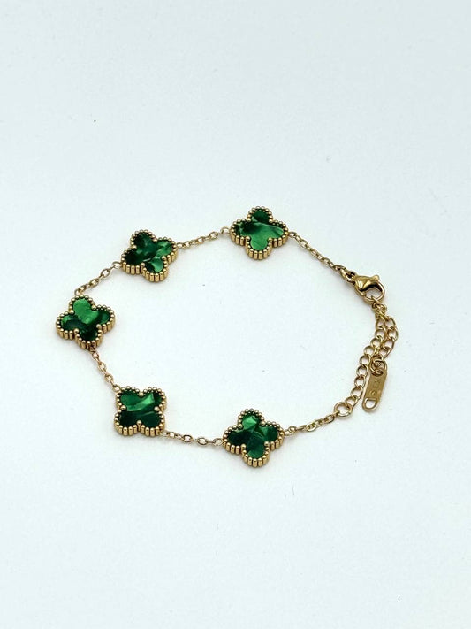 PULSERA VAN CLEEF - DORADO/ TRÉBOL VERDE/NEGRO MÁRMOL