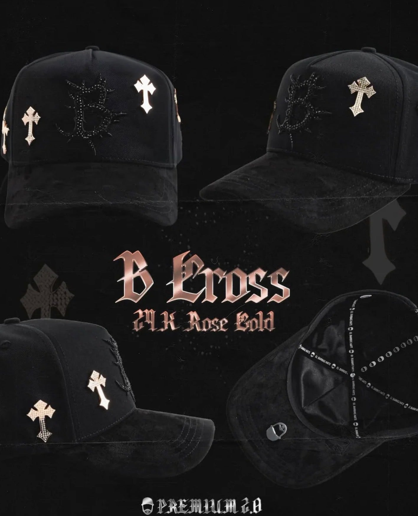 GORRA BARBAS HATS - B CROSS 24K ROSE GOLD