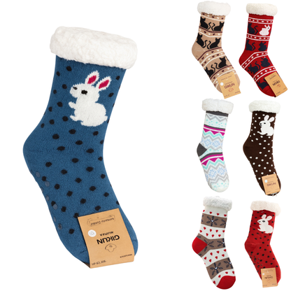 Calcetas De Invierno Con Diseño Navideño Y Forro Peluche Súper Cómodo