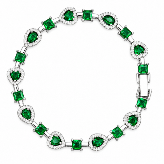 Pulso Esmeralda Iced – Plata 925 | 19 cm