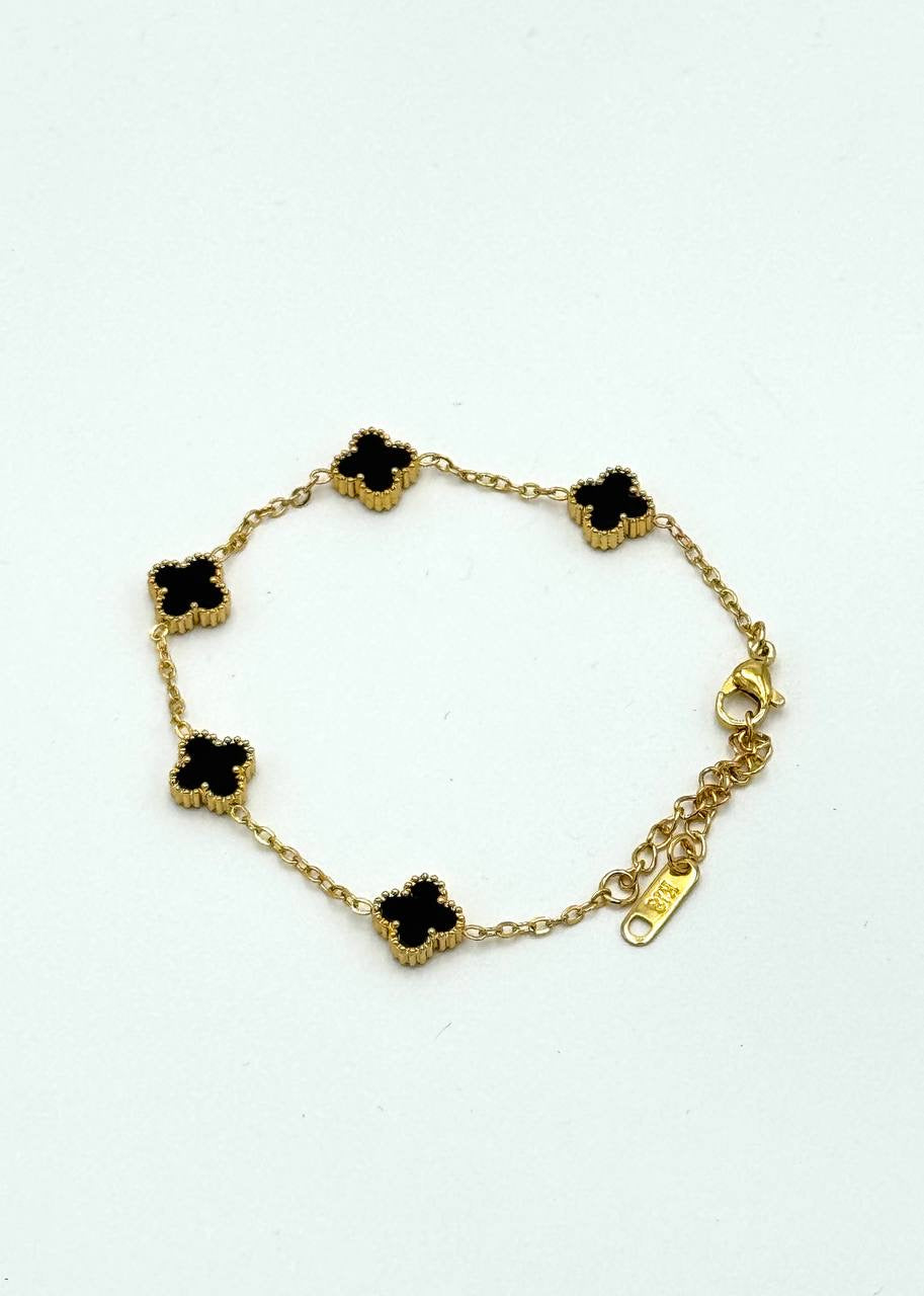 PULSERA VAN CLEEF - DORADO/ TRÉBOL CHICO NEGRO