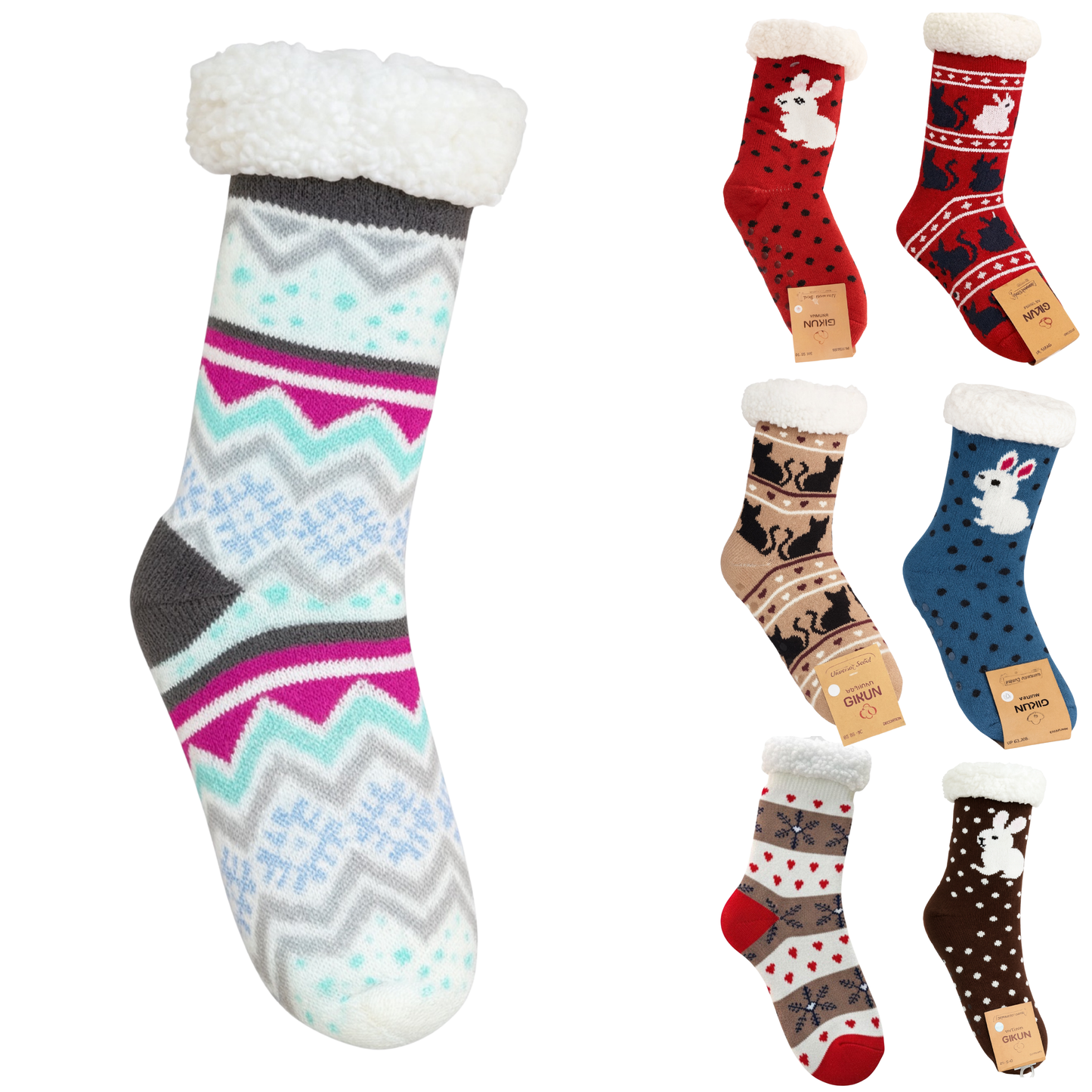 Calcetas De Invierno Con Diseño Navideño Y Forro Peluche Súper Cómodo