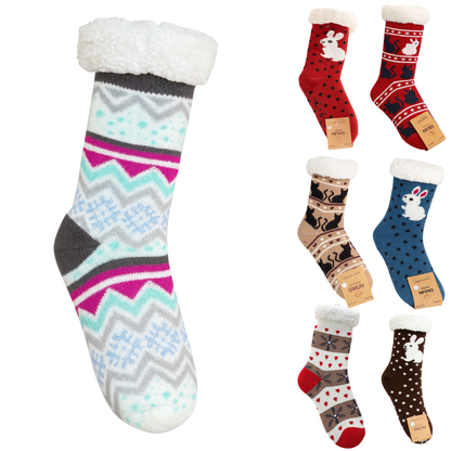 Calcetas De Invierno Con Diseño Navideño Y Forro Peluche Súper Cómodo