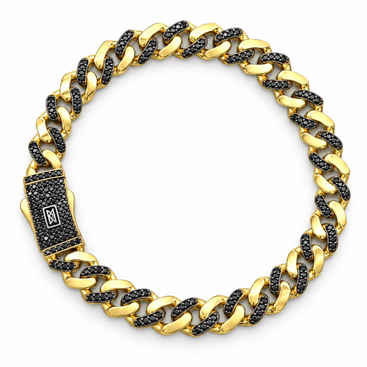 Pulso Cubano Bicolor Negro y Dorado Iced – 21 cm | 10.7 g