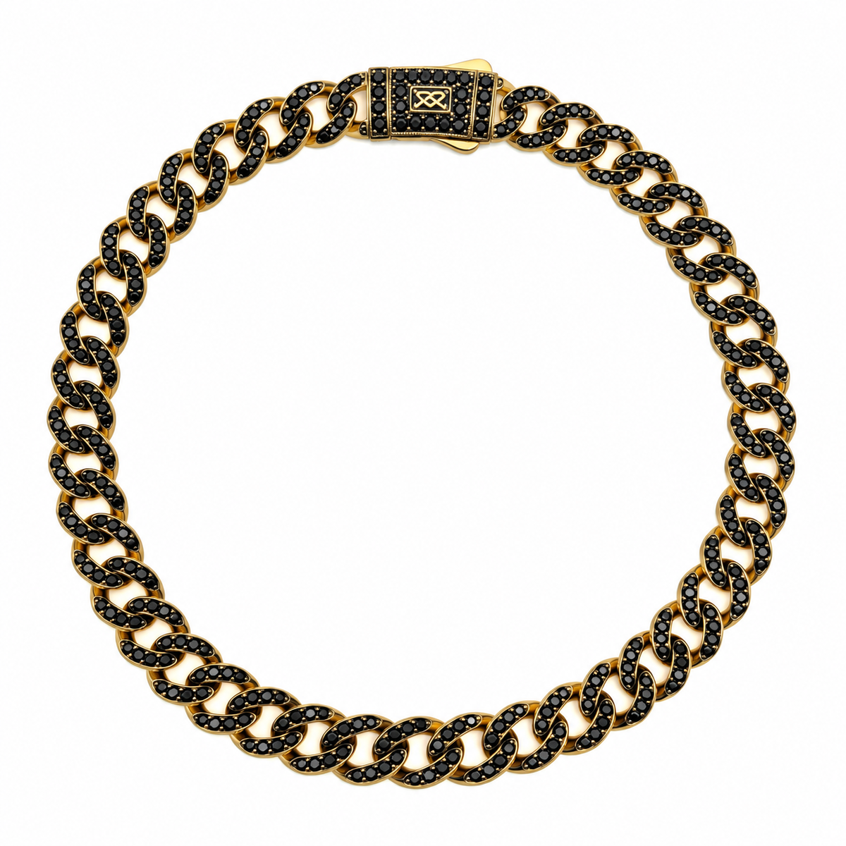 Pulso Cubano Bicolor Negro y Dorado Iced – 20 cm | 10.1 g
