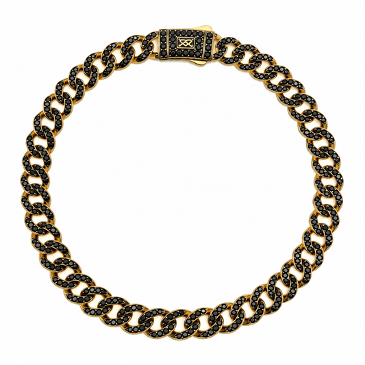 Pulso Cubano Bicolor Negro y Dorado Iced – 20 cm | 10.1 g