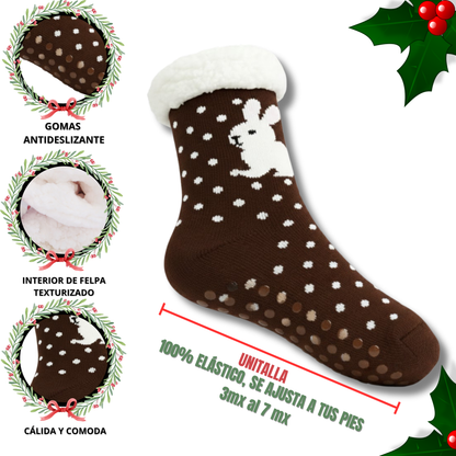 Calcetas De Invierno Con Diseño Navideño Y Forro Peluche Súper Cómodo