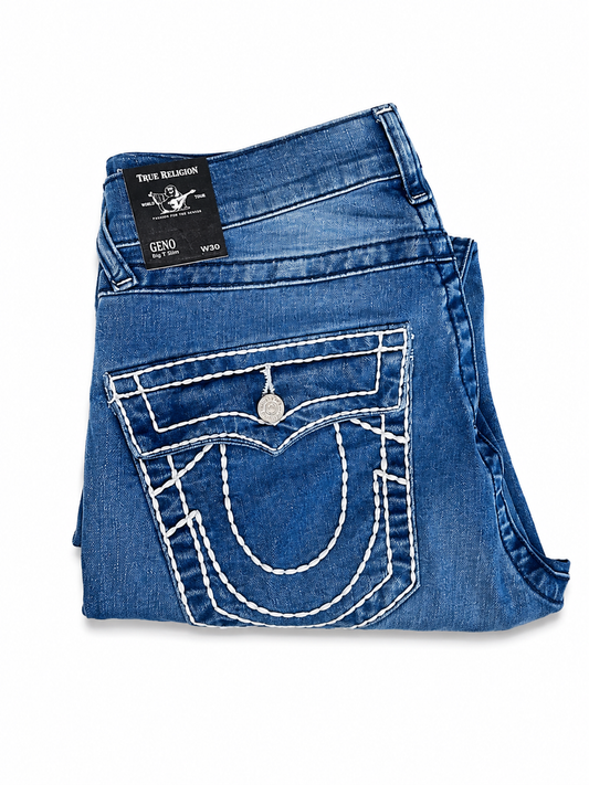 True Religion Geno Blue White Stitch Denim