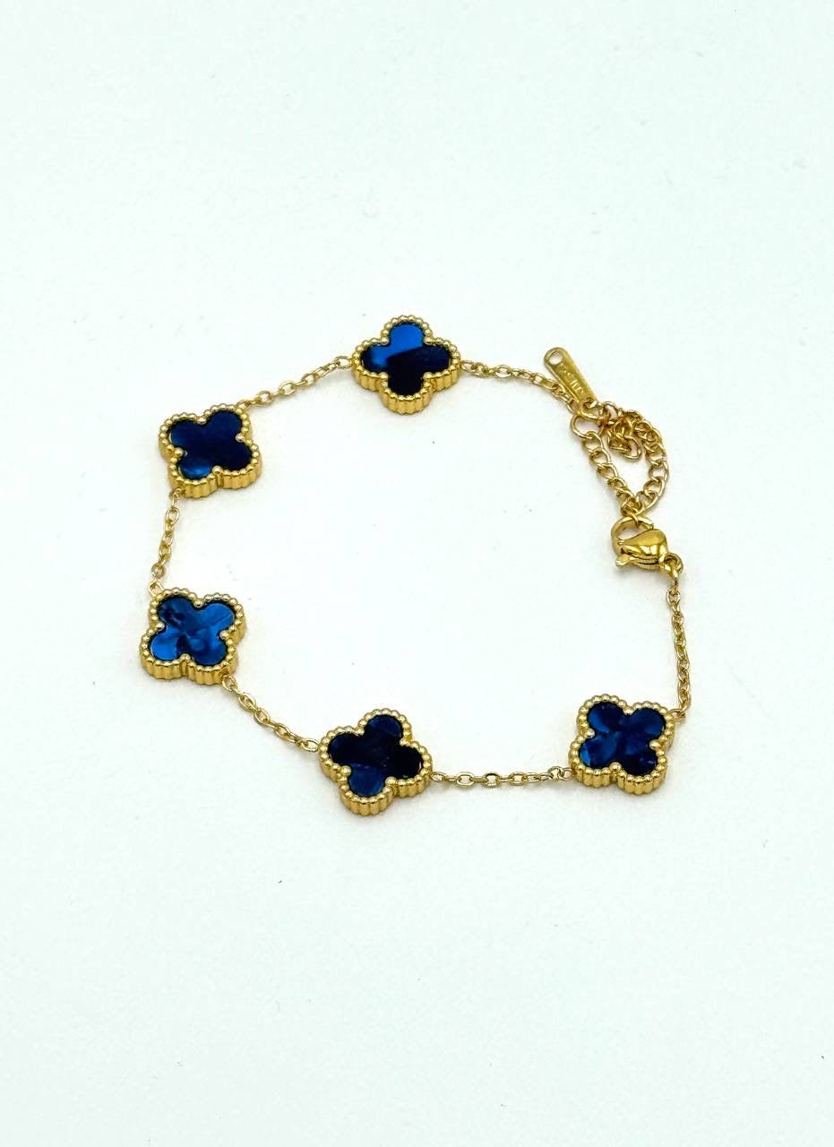 PULSERA VAN CLEEF - DORADOB TRÉBOL AZUL/NEGRO MÁRMOL