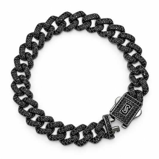 Pulso Cubano Negro Full Iced – 19.5 cm | 28.3 g