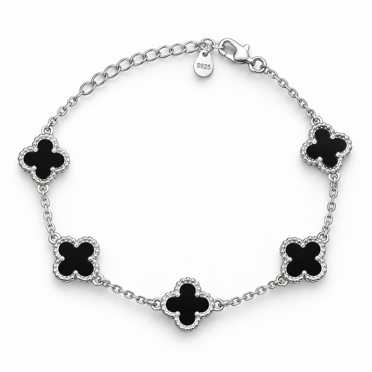 Pulso Trébol Negro – Plata 925