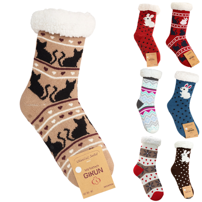 Calcetas De Invierno Con Diseño Navideño Y Forro Peluche Súper Cómodo