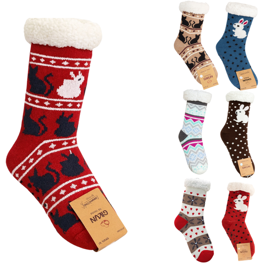 Calcetas De Invierno Con Diseño Navideño Y Forro Peluche Súper Cómodo