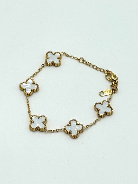PULSERA VAN CLEEF - DORADO/ TRÉBOL BLANCO