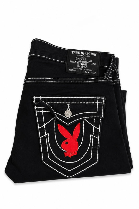 True Religion Black Playboy Bunny Denim