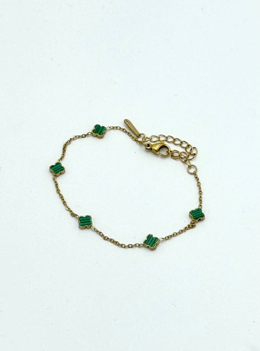PULSERA VAN CLEEF - DORADO/ TRÉBOL MINI VERDE