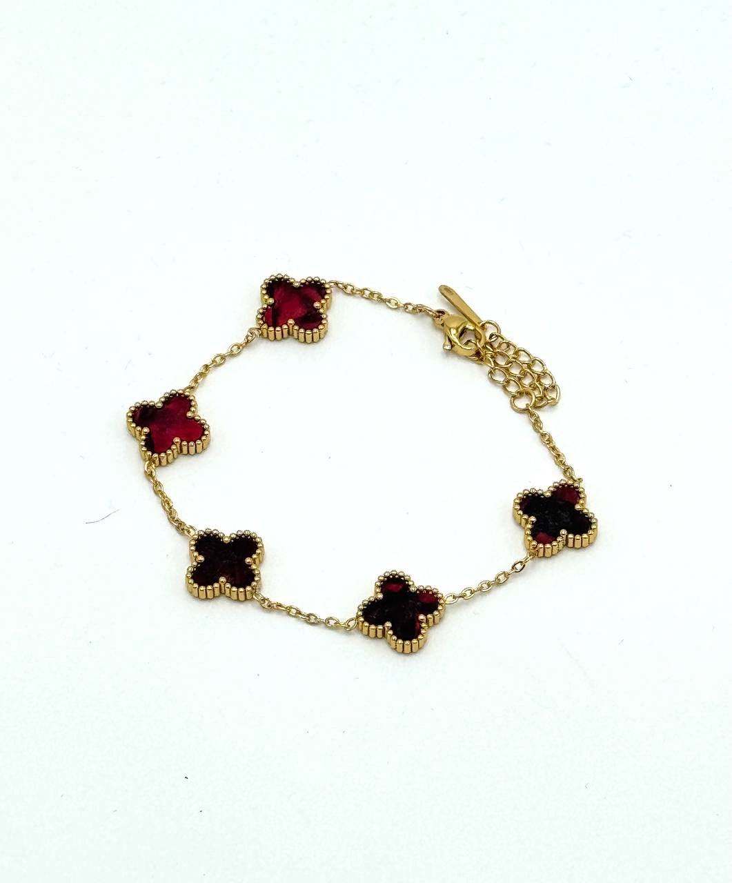 PULSERA VAN CLEEF- DORADO/TREBOL GUINDA/NEGRO MÁRMOL