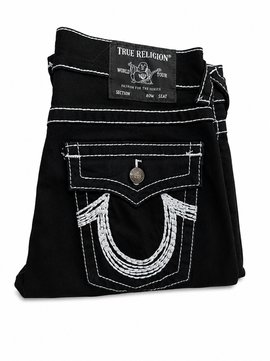 True Religion Black White Horseshoe Denim