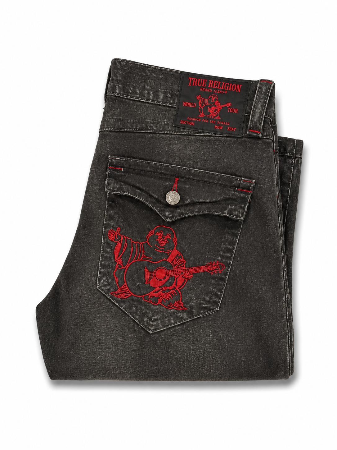 True Religion Buddha Guitar Washed Black Slim Jeans